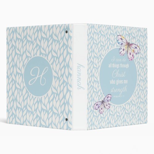 Philippians 413 Butterfly 3 Ring Binder