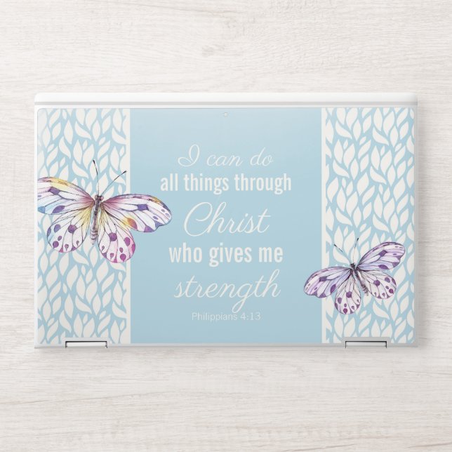 Philippians 4:13 Butterfly HP Laptop Skin (Front)