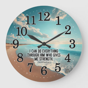 Philippians 4:13 Can Do Everything in God Bible Large Clock