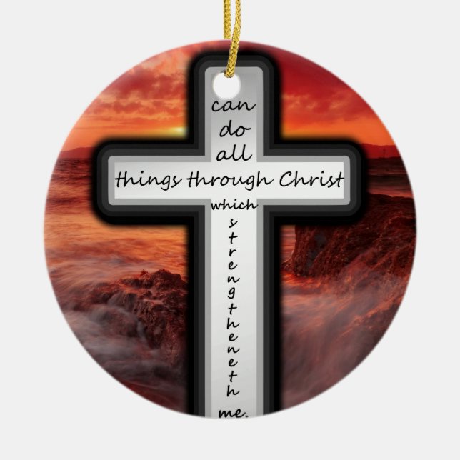 Philippians 4:13 ceramic ornament (Front)