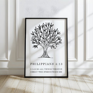 Philippians 4:13 Christian Bible Verse Art Poster