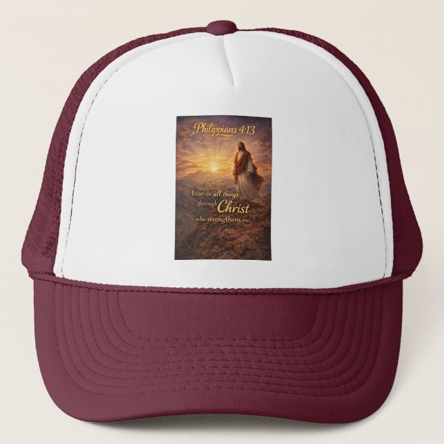Philippians 4:13 Christian Trucker Hat (Front)
