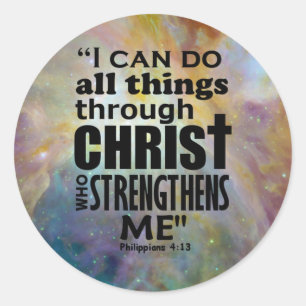 Philippians 4:13 classic round sticker