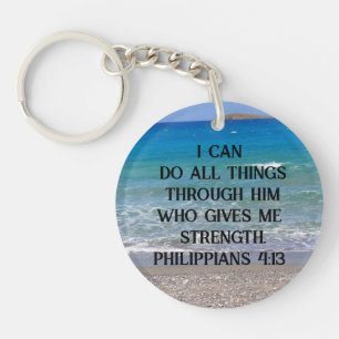 Philippians 4:13 Custom Bible Verse On A Beach Keychain