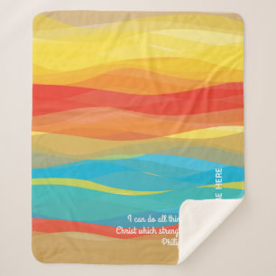 Philippians 4:13 Desert Waves Sherpa Blanket