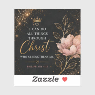 Philippians 4:13 Floral Christian Sticker