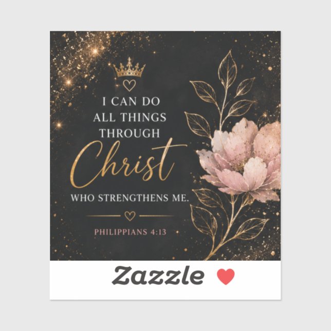 Philippians 4:13 Floral Christian  Sticker (Sheet)