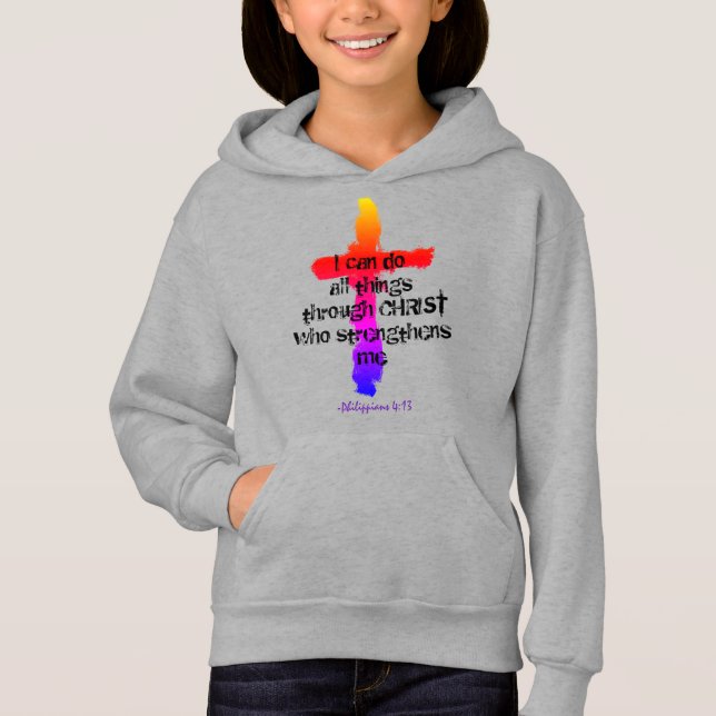 Philippians 4:13 Girl's Hoodie (Front)