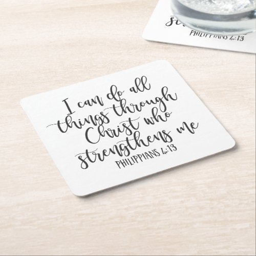 Philippians 413 I can do all things Poster Square Paper Coaster