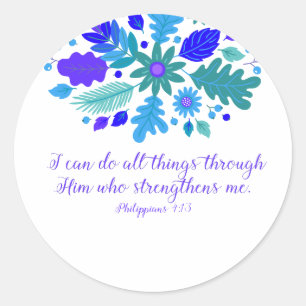 Philippians 4:13 – I Can Do All Things - Verse Classic Round Sticker