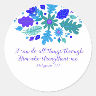 Philippians 4:13 – I Can Do All Things - Verse Classic Round Sticker