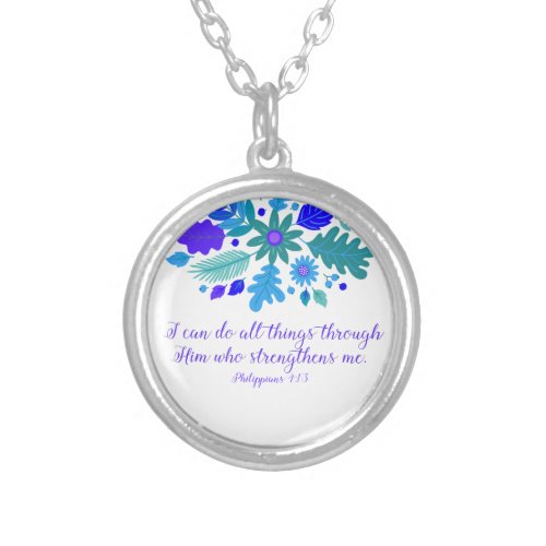 Philippians 413 â I Can Do All Things _ Verse Silver Plated Necklace