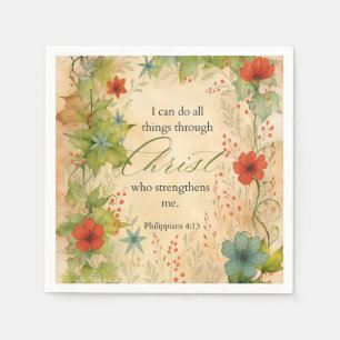 Philippians 4:13 I Can Do All Things Vintage Botan Napkins