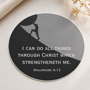 Philippians 4:13 KJV Bible Verse Giant Stone  Classic Round Sticker