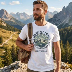 Philippians 4:13 Mountain Sunrise Christian Tri-Blend Shirt