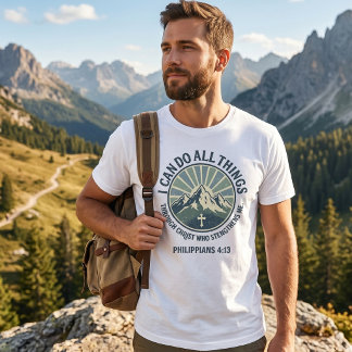 Philippians 4:13 Mountain Sunrise Christian Tri-Blend Shirt