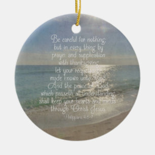 Philippians 4:13 Peace Bible Verse Beach Christian Ceramic Ornament