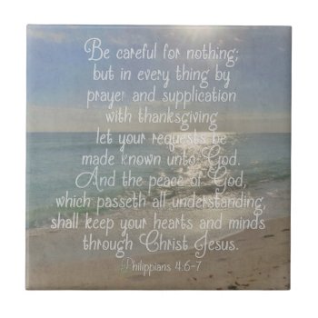 Philippians 4:13 Peace Bible Verse Beach Christian Ceramic Tile by TonySullivanMinistry at Zazzle