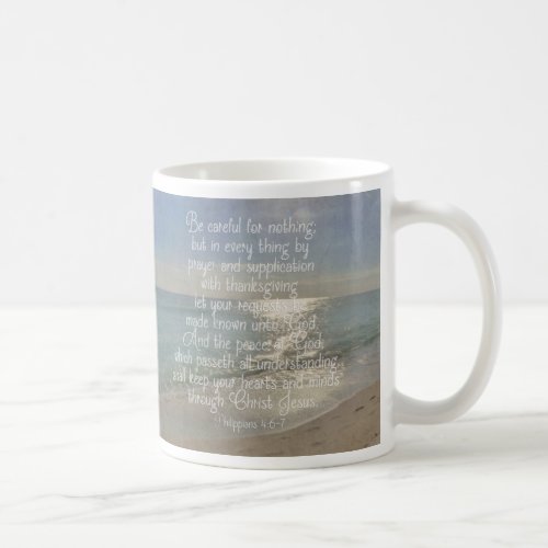 Philippians 413 Peace Bible Verse Beach Christian Coffee Mug