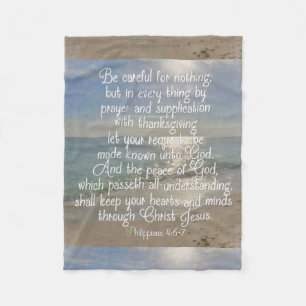 Philippians 4:13 Peace Bible Verse Beach Christian Fleece Blanket