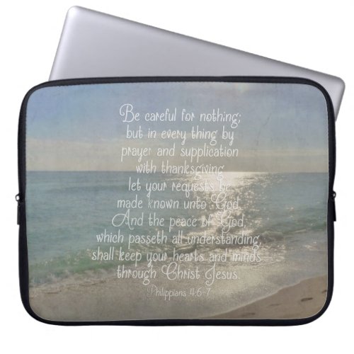 Philippians 413 Peace Bible Verse Beach Christian Laptop Sleeve