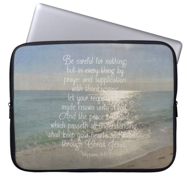 Philippians 4:13 Peace Bible Verse Beach Christian Laptop Sleeve (Front)