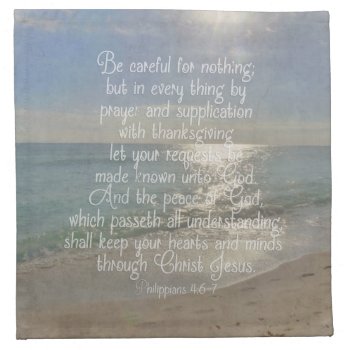 Philippians 4:13 Peace Bible Verse Beach Christian Napkin by TonySullivanMinistry at Zazzle