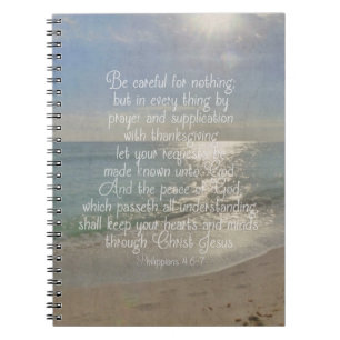 Philippians 4:13 Peace Bible Verse Beach Christian Notebook