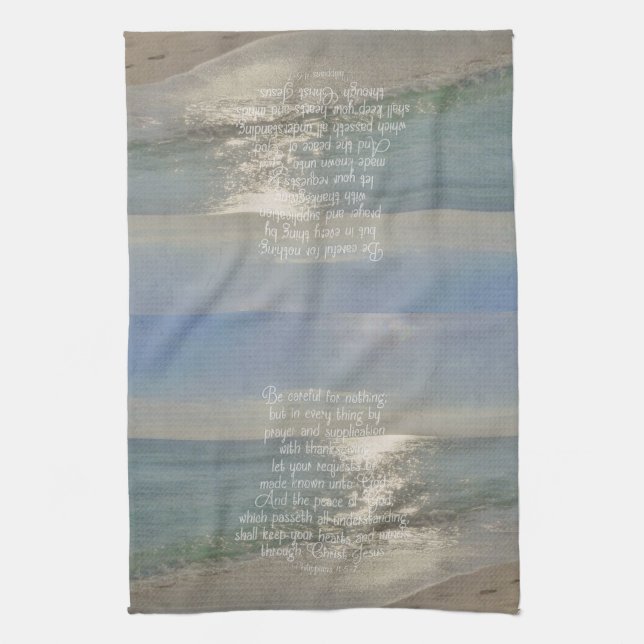 Philippians 4:13 Peace Bible Verse Beach Christian Towel (Vertical)