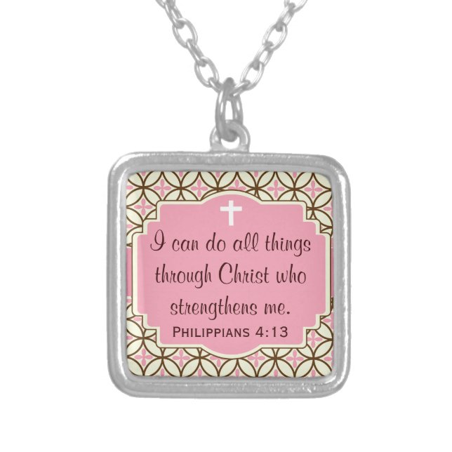 Philippians 4 13 Pendant - Pink (Front)