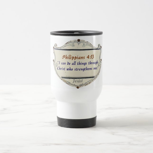 Philippians 4:13 Shield Travel Mug (Center)