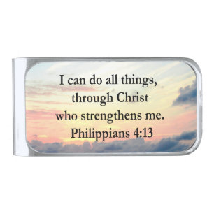 PHILIPPIANS 4:13 SILVER FINISH MONEY CLIP