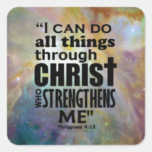 Philippians 4:13 square sticker