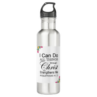 Philippians 4:13 stainless steel water bottle