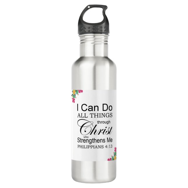 Philippians 4:13 stainless steel water bottle (Front)
