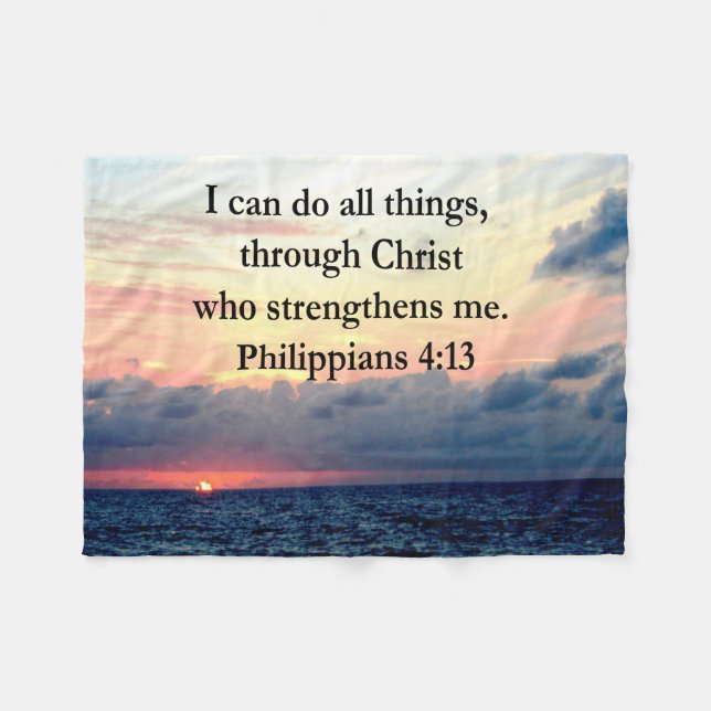 PHILIPPIANS 4:13 SUNRISE DESIGN FLEECE BLANKET (Front (Horizontal))