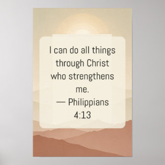 Philippians 4:13 Terracotta Mountain Scripture Pos Poster