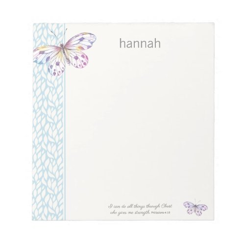 Philippians 413 Watercolor Butterfly Notepad