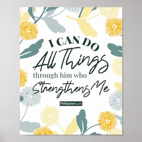 Philippians 413 with floral art white ver poster