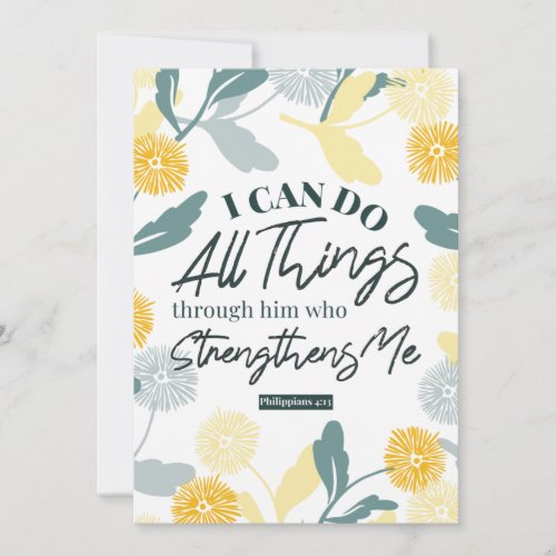 Philippians 413 with floral art white ver thank you card