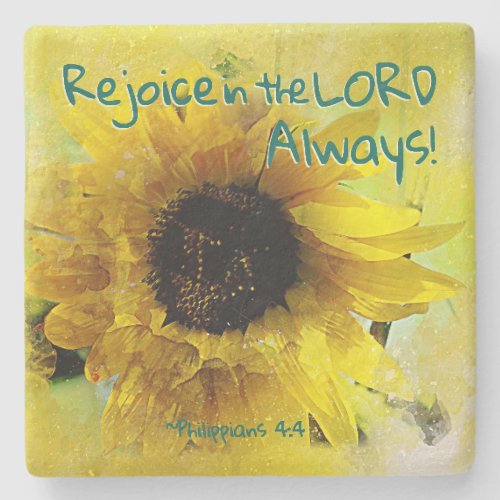 Philippians 44 Rejoice in the Lord Always Bible Stone Coaster