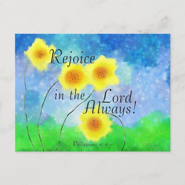 Philippians 4:4, Rejoice in the Lord Always Postcard (Front)