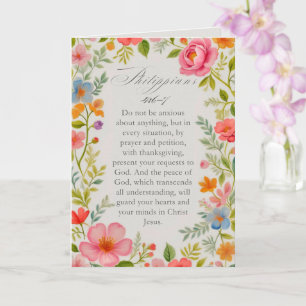 Philippians 4:6–7 Bible Verse Floral Watercolor Card