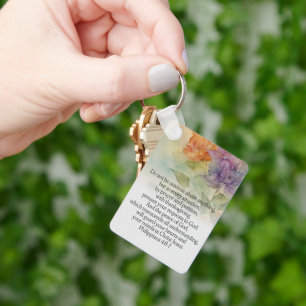 Philippians 4:6-7 Bible Verse Watercolor Floral Keychain