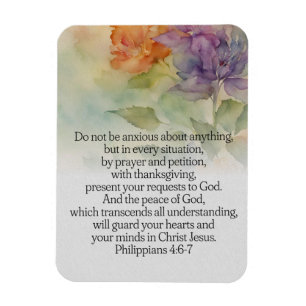Philippians 4:6-7 Bible Verse Watercolor Floral Magnet