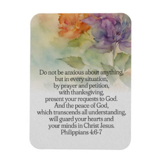 Philippians 4:6-7 Bible Verse Watercolor Floral Magnet