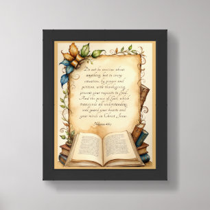 Philippians 4:6-7 Christian Bible Verse Art Framed Art