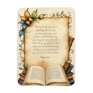 Philippians 4:6-7 Christian Bible Verse Art Magnet
