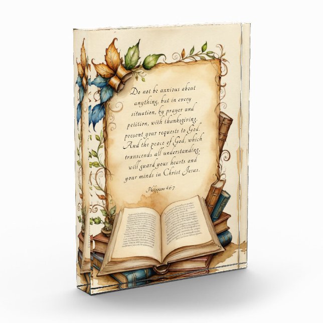 Philippians 4:6-7 Christian Bible Verse Art Photo Block (Left)