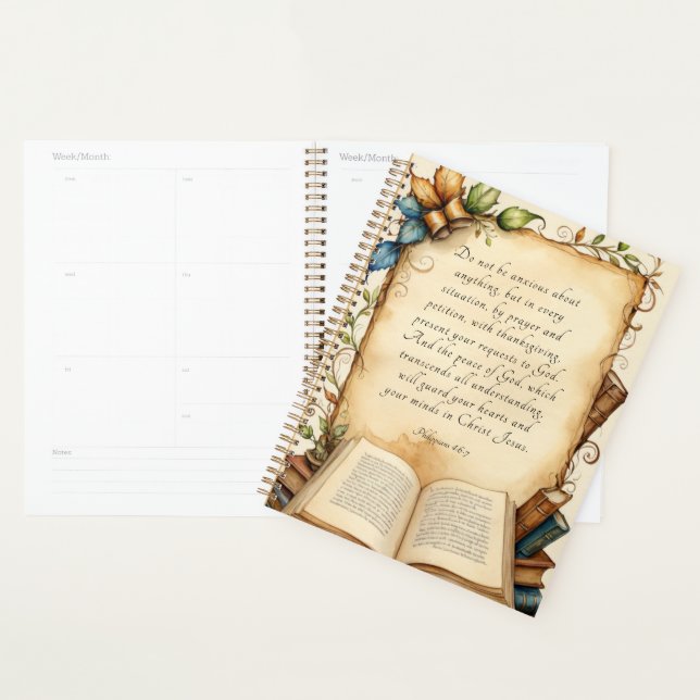 Philippians 4:6-7 Christian Bible Verse Art Planner (Display)